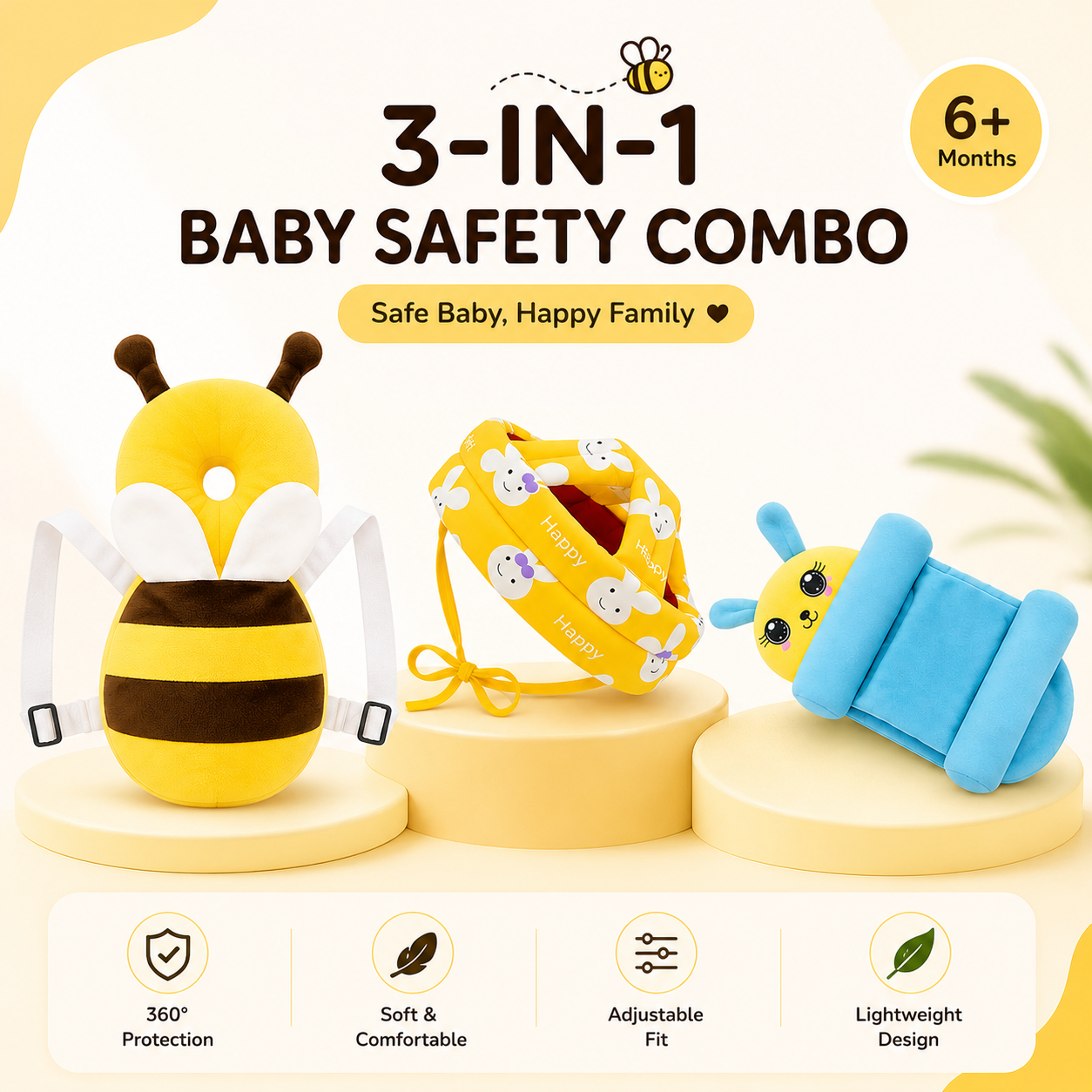 Bubloo TinyCare 3-in-1 Baby Safety & Comfort Combo