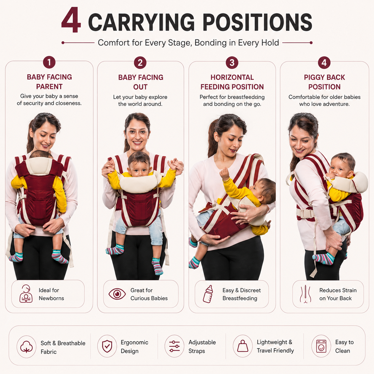 Bubloo HugNest 4-in-1 Baby Carrier
